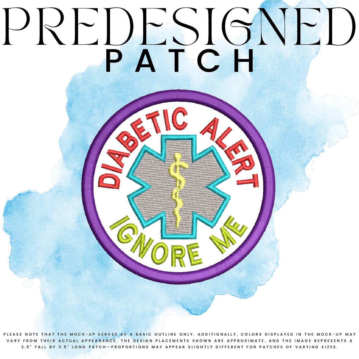 DIABETIC ALERT IGNORE ME-MEDICAL SYMBOL (filled in)