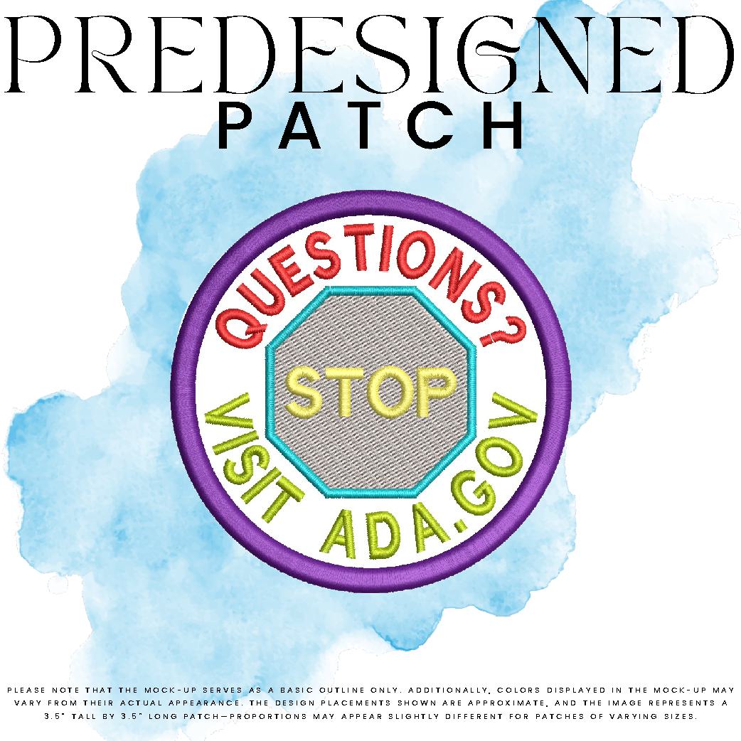 QUESTIONS? VISIT ADA.GOV-STOP SIGN (filled in)