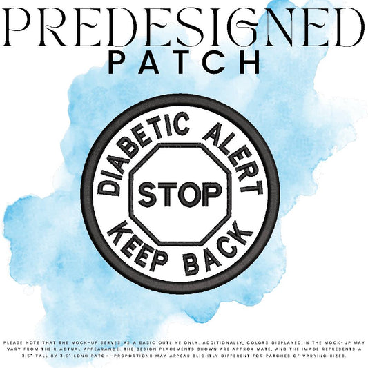 DIABETIC ALERT KEEP BACK-STOP SIGN (outline)