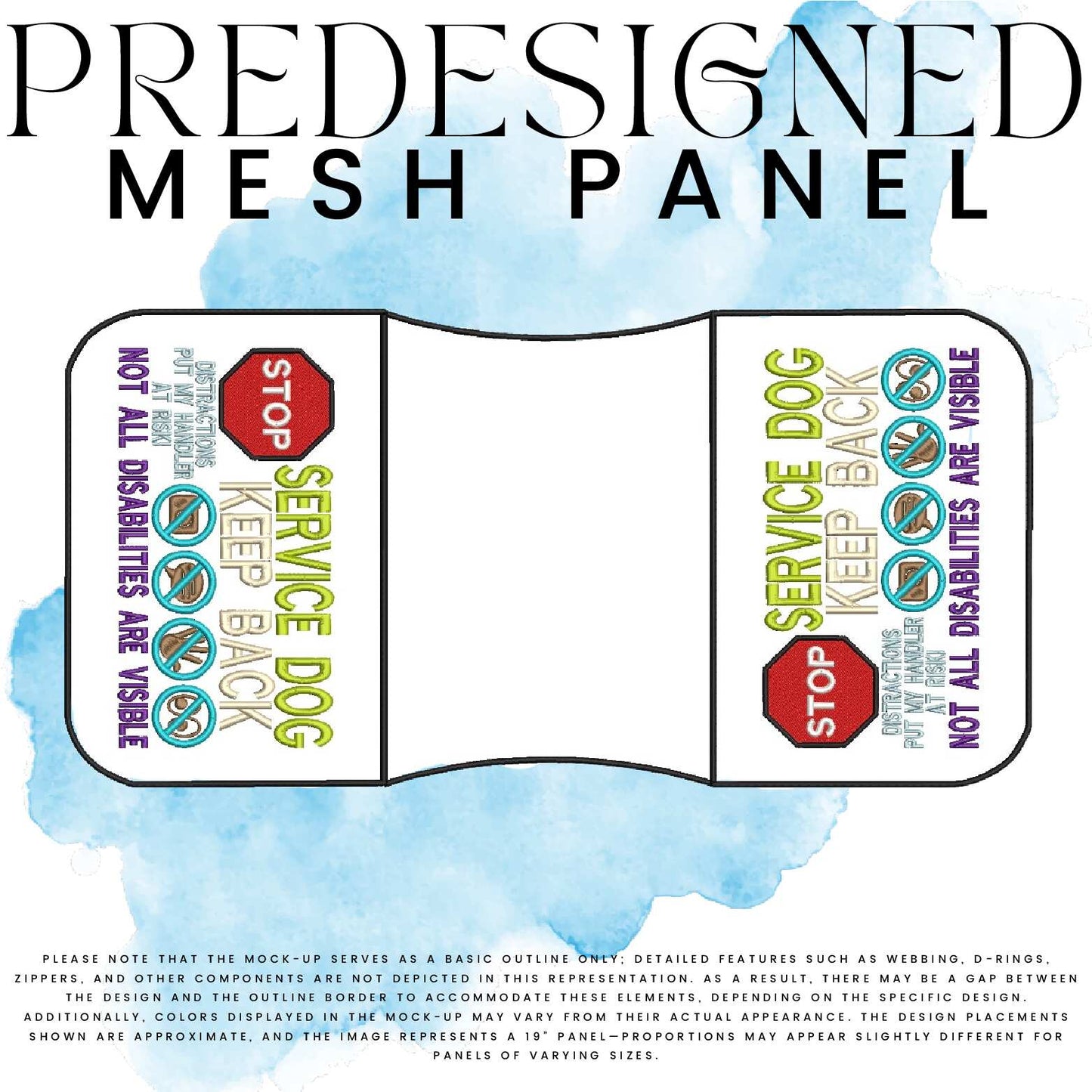 SD KEEP BACK DISTRACTIONS PUT MY HANDLER AT RISK SYMBOLS NADAV-STOP SIGN-MESH PANEL