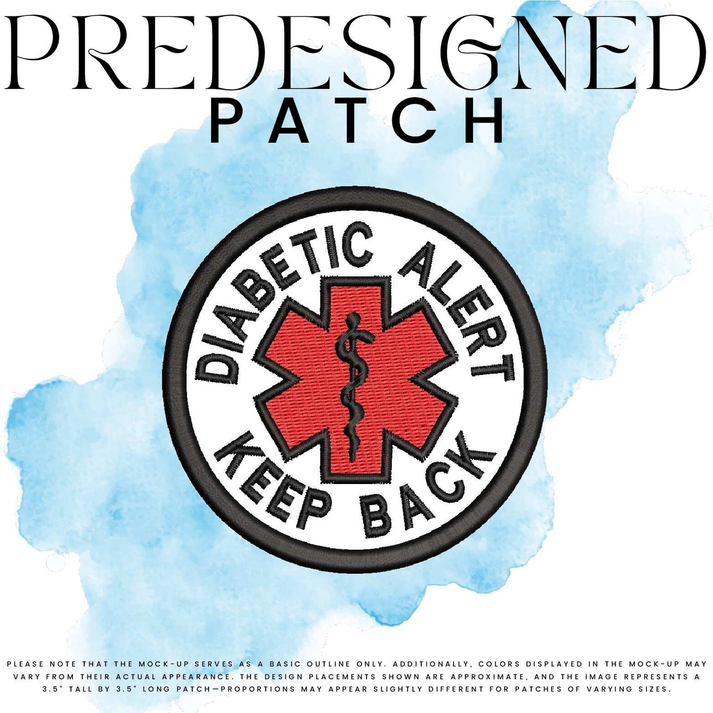 DIABETIC ALERT KEEP BACK-MEDICAL SYMBOL (filled in)