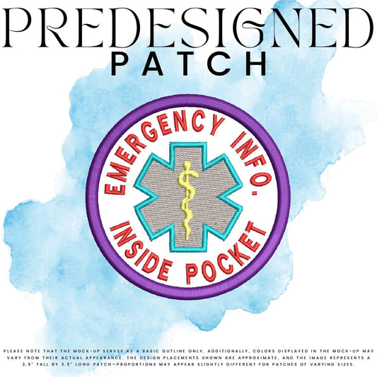 EMERGENCY INFO. INSIDE POCKET-MEDICAL SYMBOL (filled in)